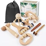 ACWOO Faszienrolle Holz, 8 Stück Exquisites Massage Set, Faszienstab holz, Massageroller Holz,Rückenmassageroller für...